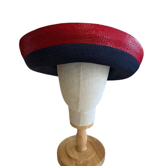 Vintage Dachettes’ I. Magnin Hat White, Blue & Red Straw Fascinator Old Money main image 6